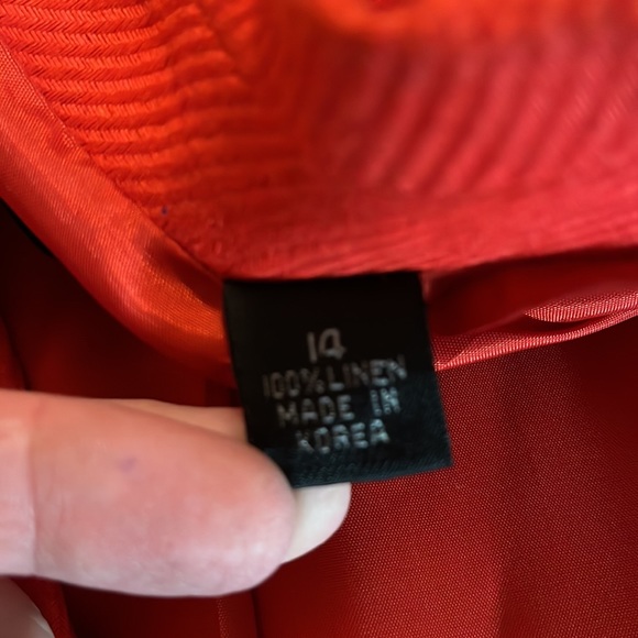 Linda Allan's ELLEN TRACY Size 14 Linen Blazer Textured monochromatic tomato red - Picture 15 of 16